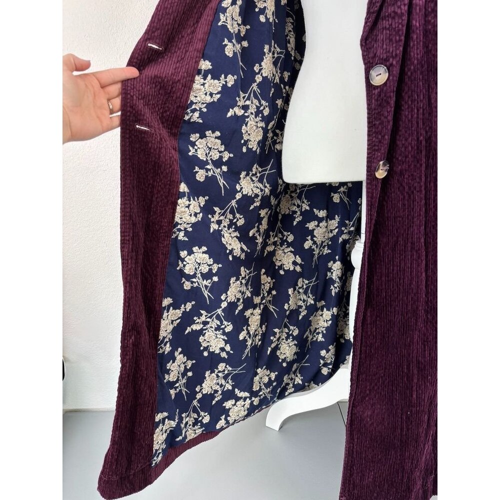 By Anthropologie women's‎ 4 dark maroon corduroy duster jacket gothic lined - Picture 15 of 15